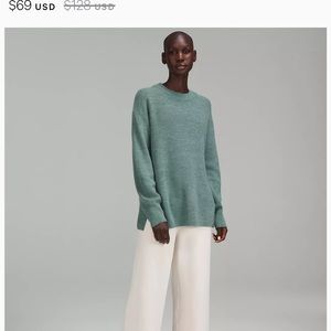 NWT Lululemon Merino Wool-Blend Ribbed Crewneck Sweater - lilac, size 8